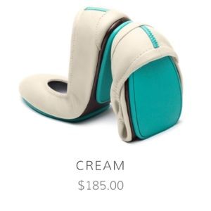 Cream Tieks leather flats size 11. Worn once